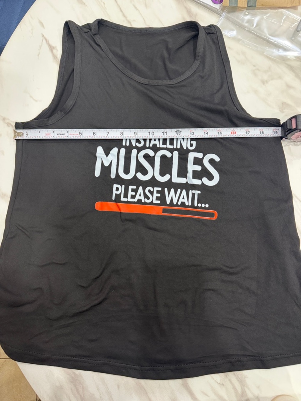 Black Graphic Workout Tank - "Installing Muscles Please Wait" size large